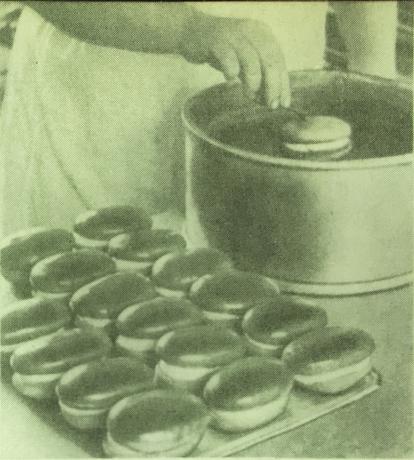 عملية إعداد الكعك "بوش". صورة من كتاب "إنتاج المعجنات والكعك،" 1976 